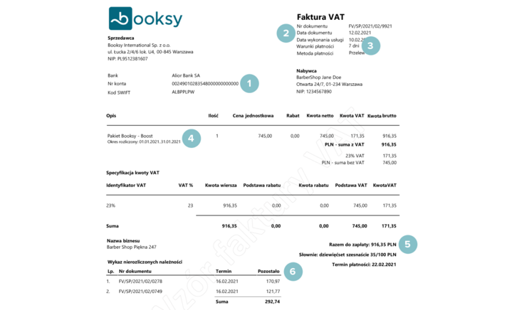 Jakie informacje znajdują się na fakturze?
