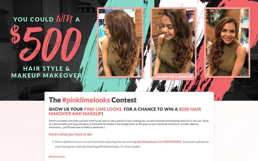  reward customers with a $500 hairstyle and makeup makeover for participating in a contest via photo sharing