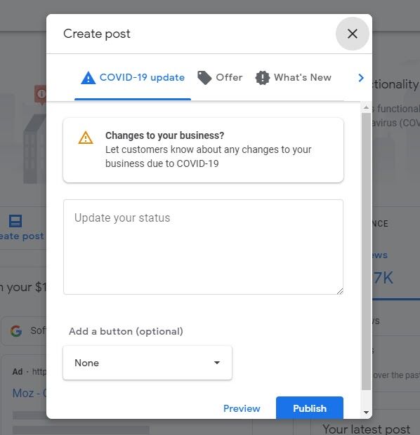 Google allows you to inform about the changes in a form