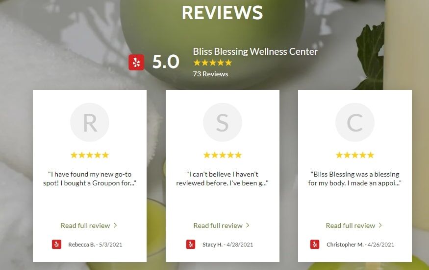 Reviews on website