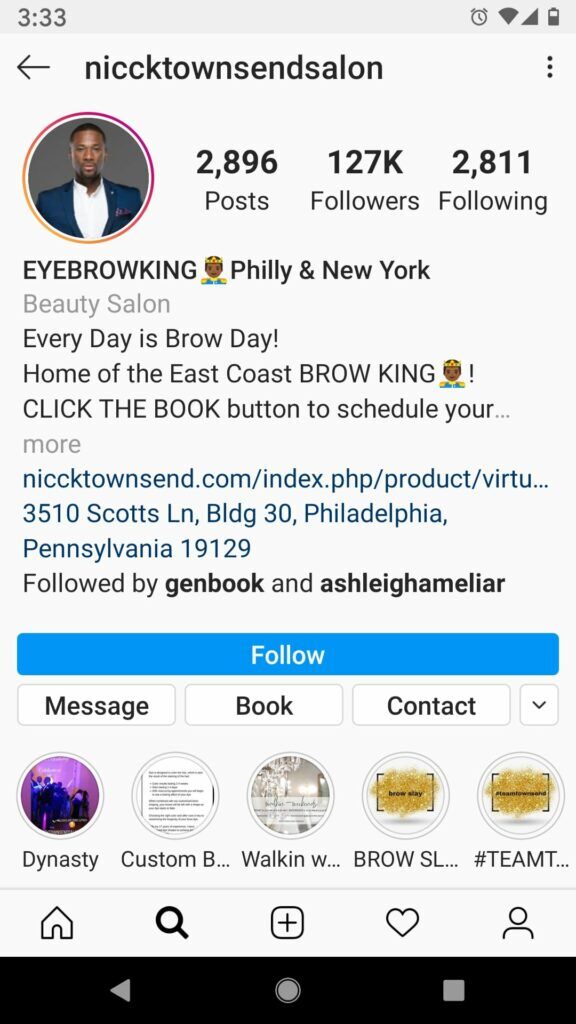 Social Booking Channels - book now on instagram