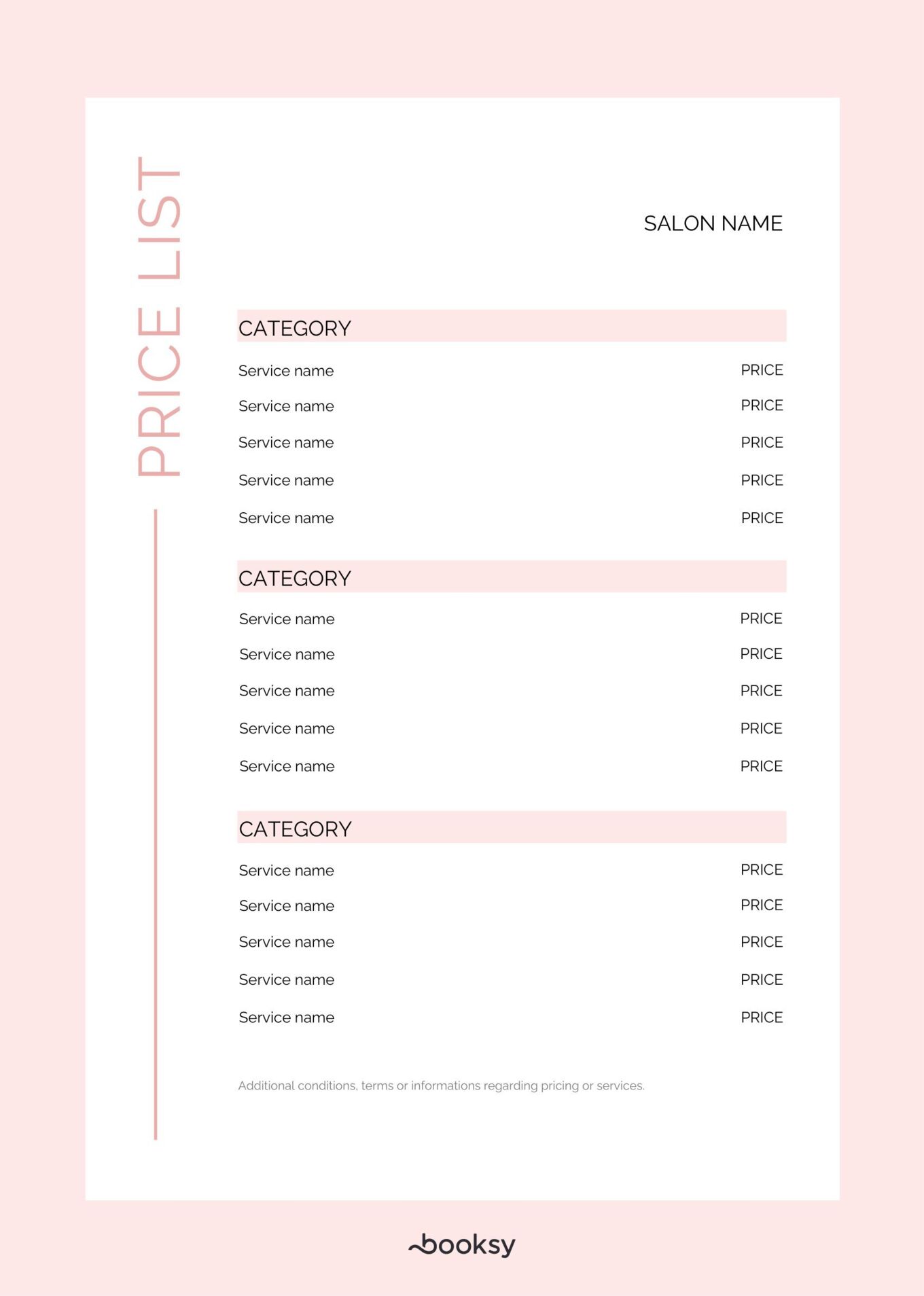 simple pink salon price list-min