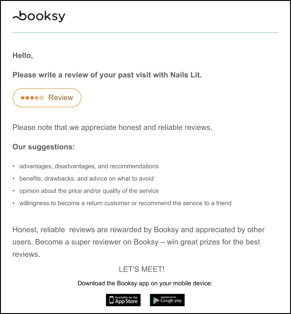 how to write a review on booksy app