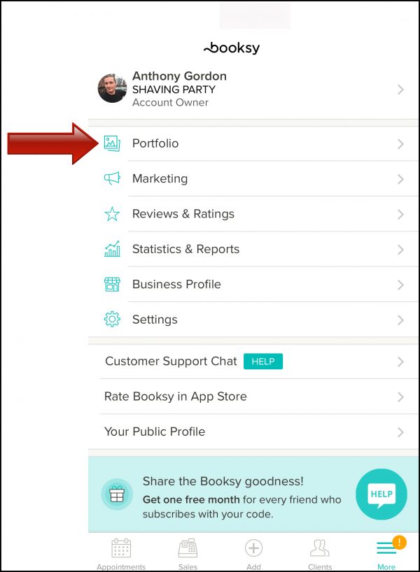 Image of Booksy Profile screen