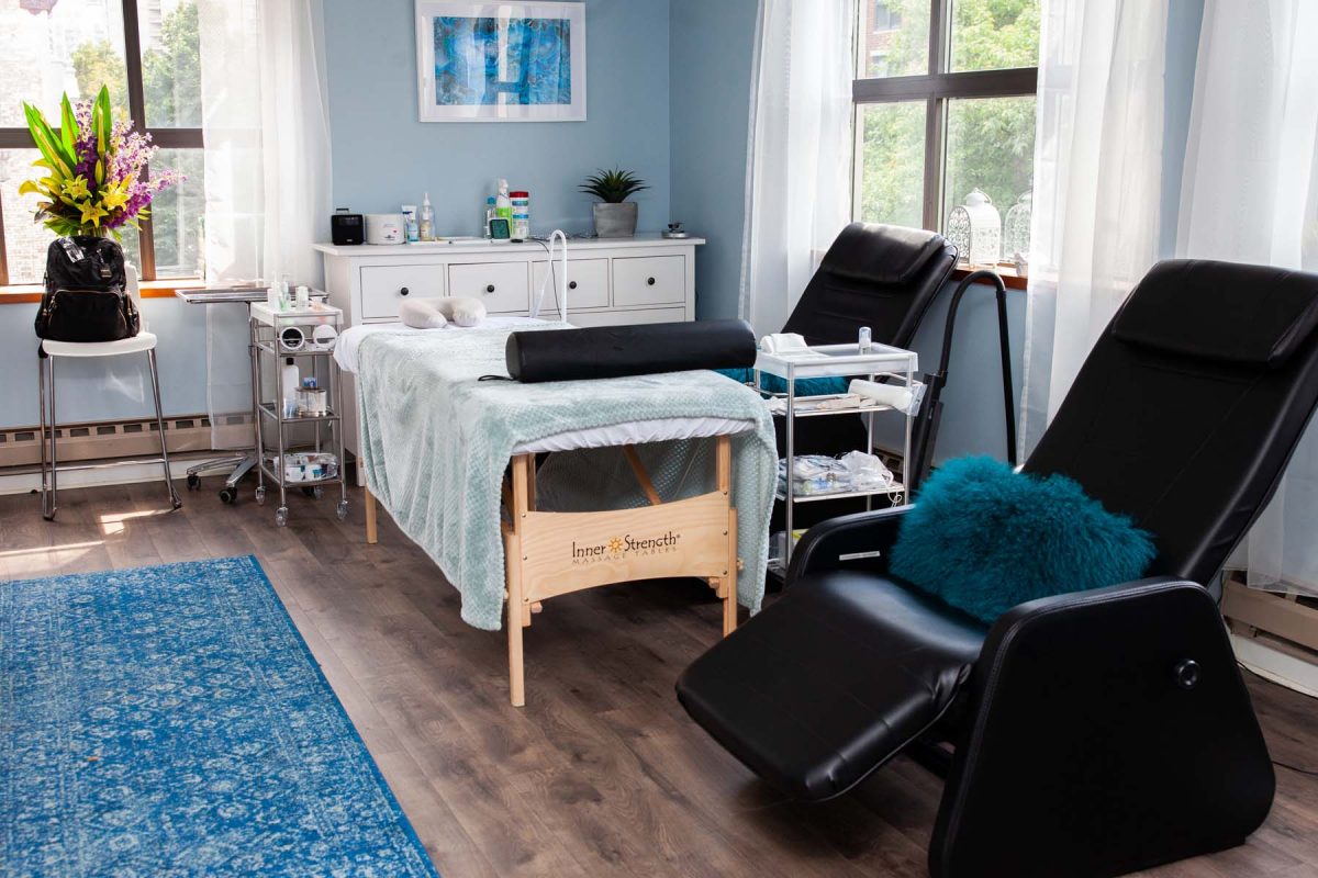 SKYN studio room with massage table