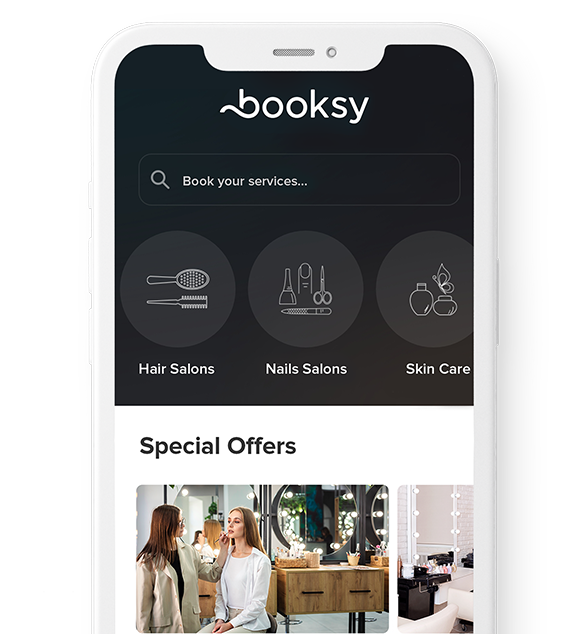 Phone with Booksy app